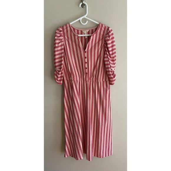 Matilda Jane Pink and Red Striped Mcintosh Dress Size Medium - Picture 3 of 13